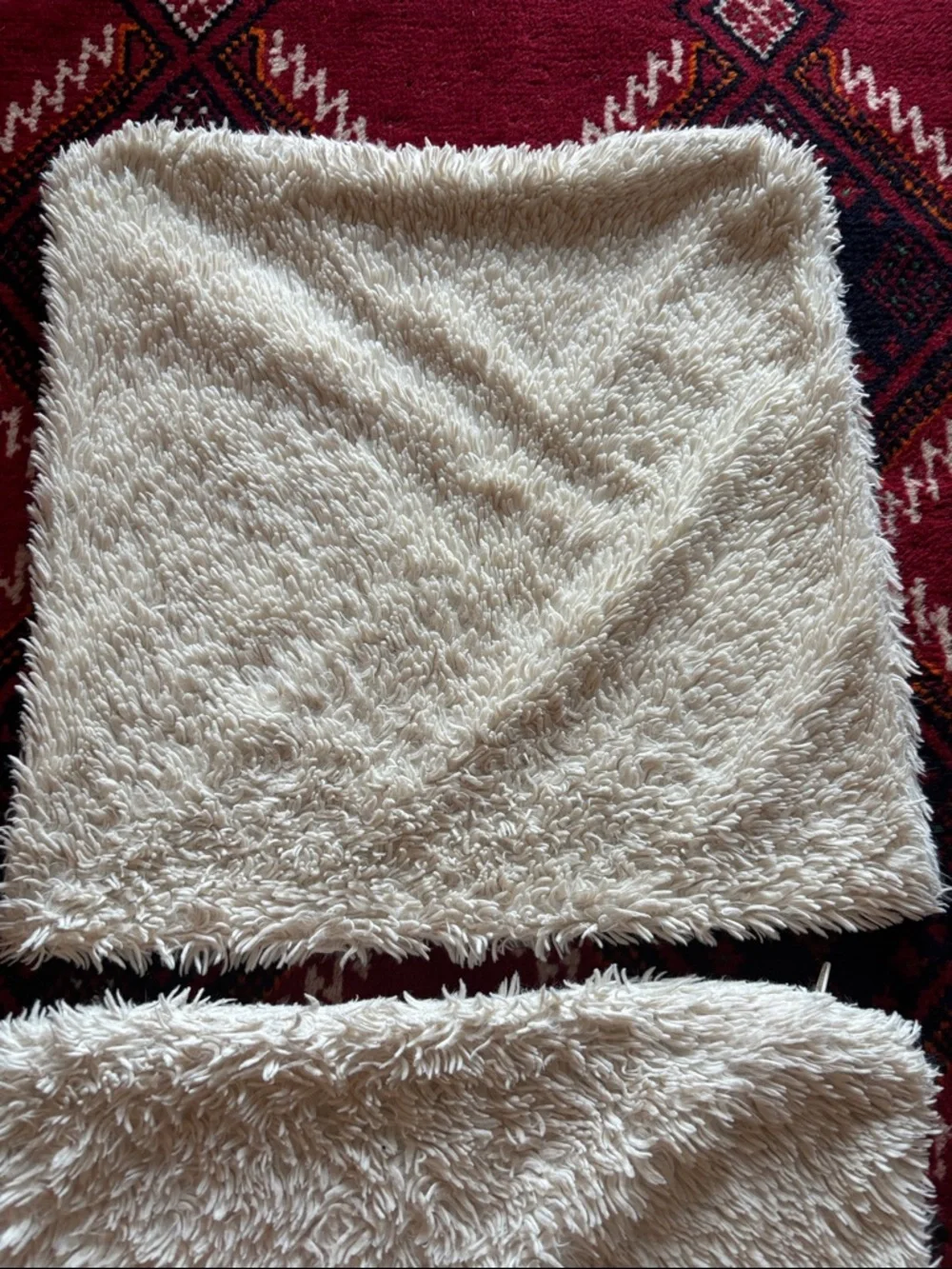 Pottery Barn Cream Shag Accent Pillow Covers (Pair)
